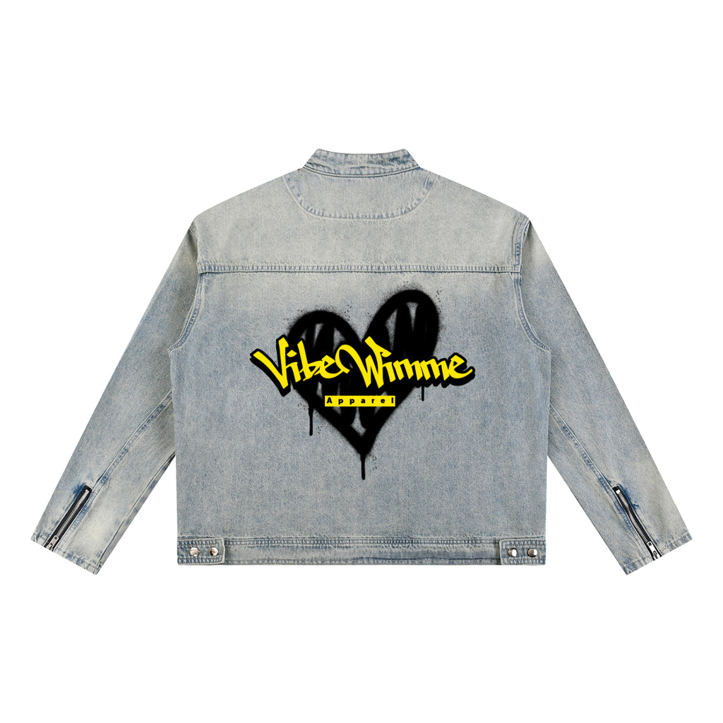 Vintage Wash Zip Denim Jacket