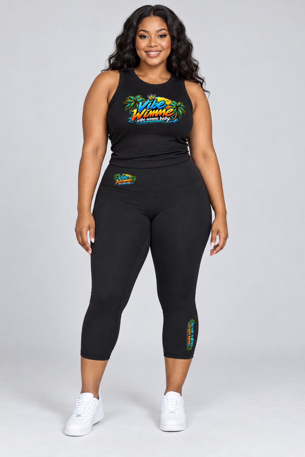 Model wearing Goombay Vibe Wimme Women's Crewneck Tank Top