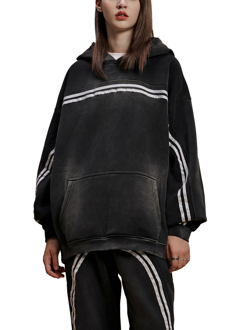 Sun Fade Contrast Tape Fleece Hoodie