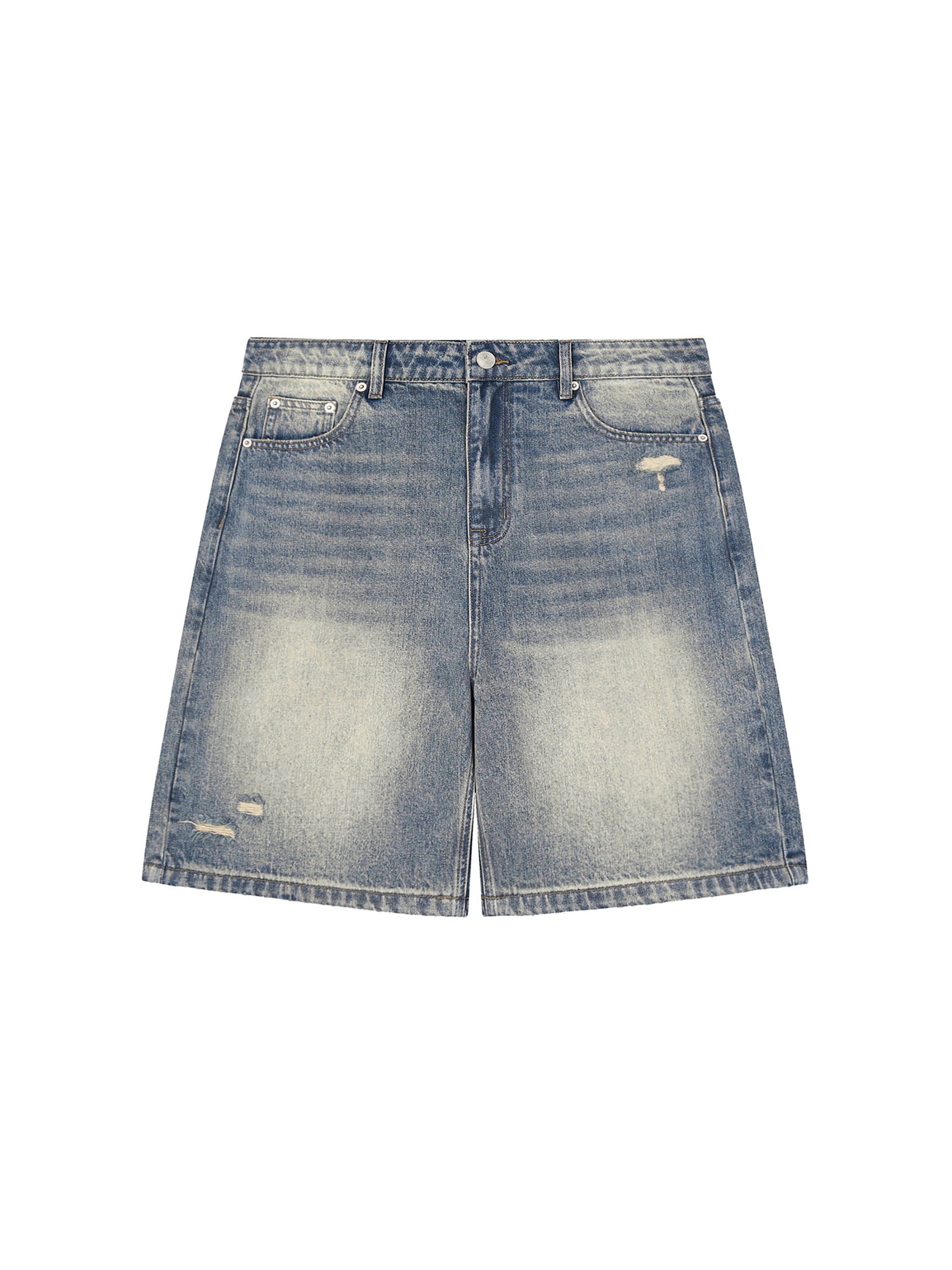 Faded Distressed Baggy Denim Shorts