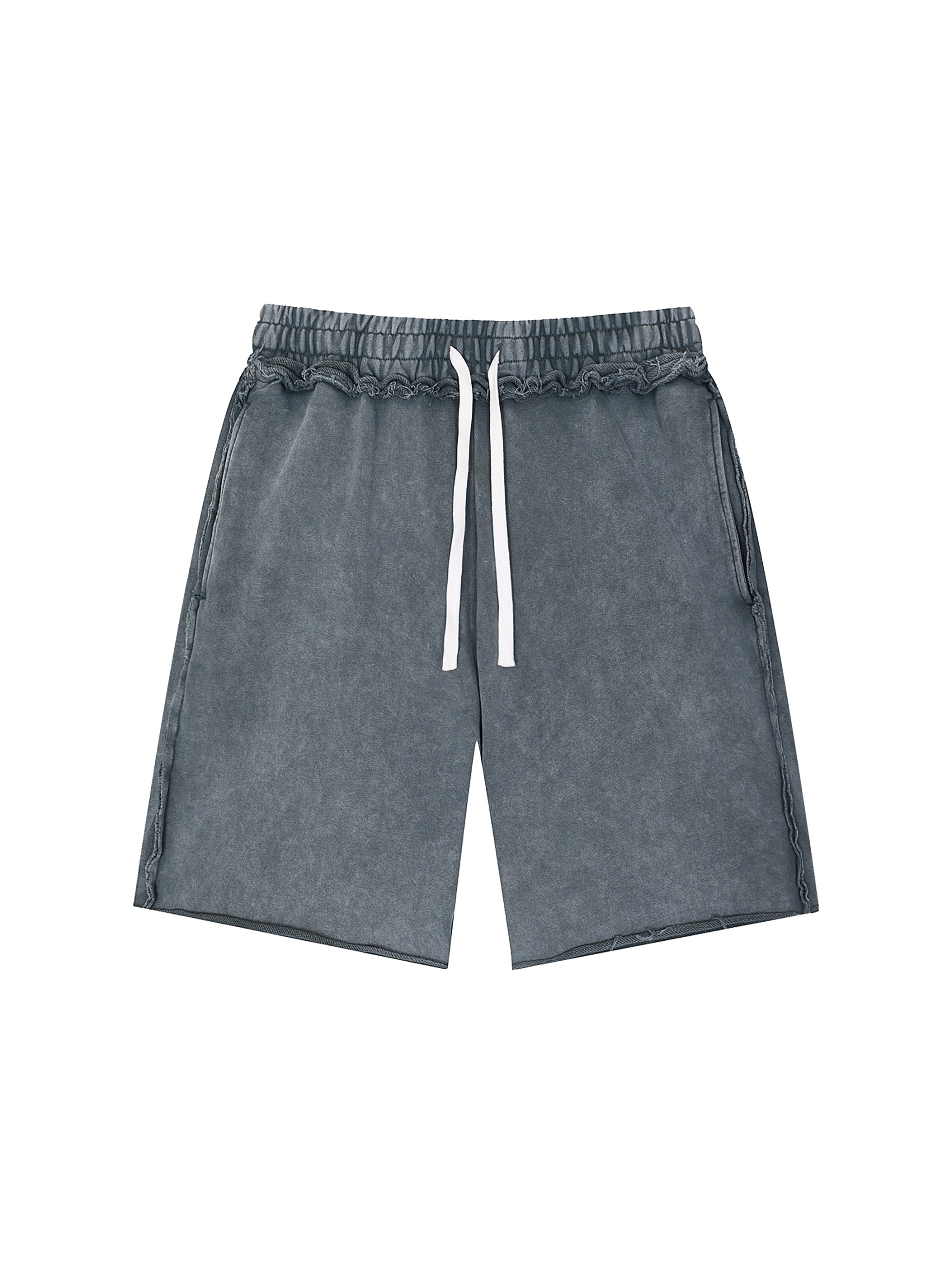 Unisex Mineral Wash Raw Edge Shorts