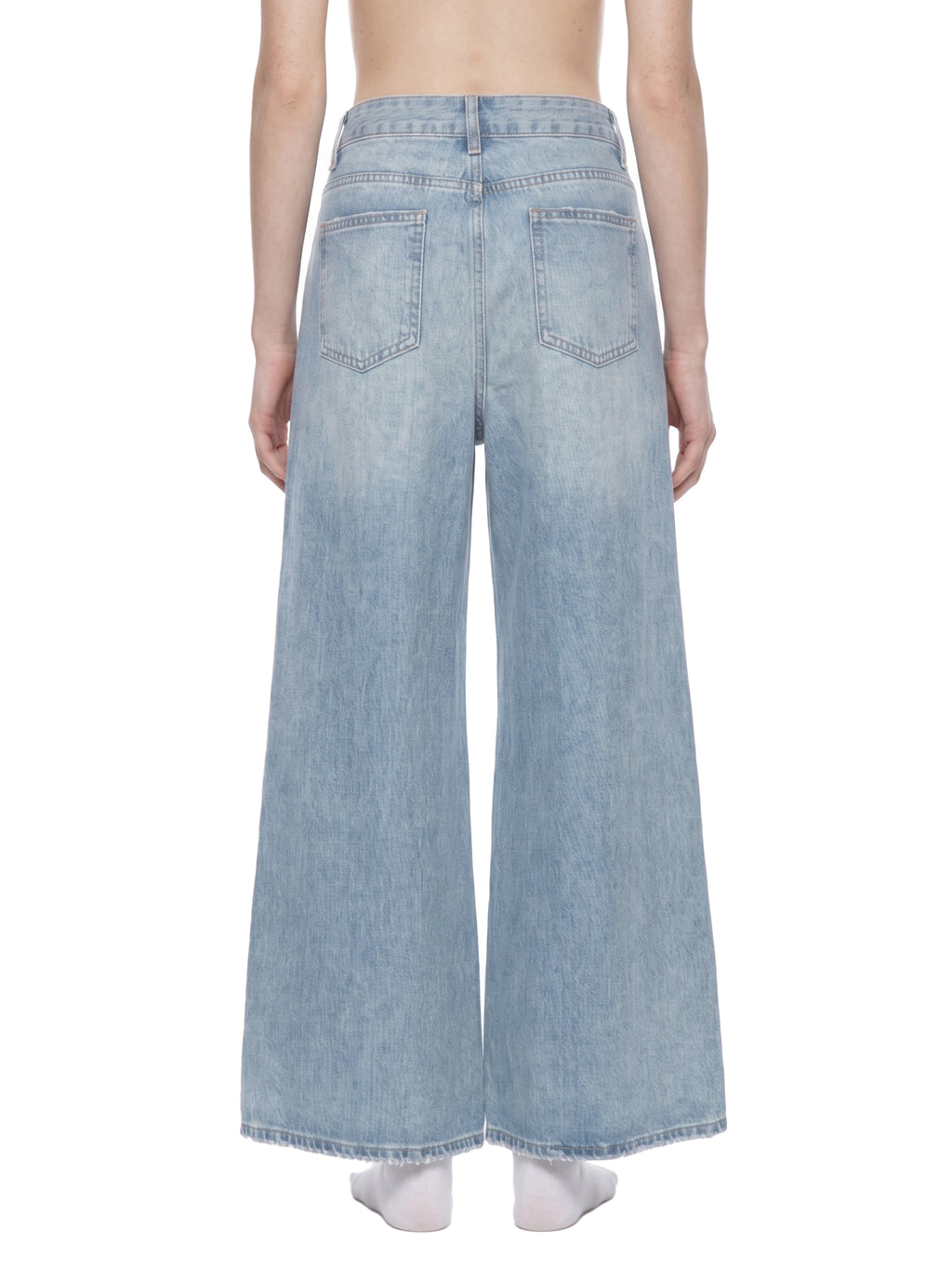 Women's Vintage Wash Distressed Wide Leg Jeans