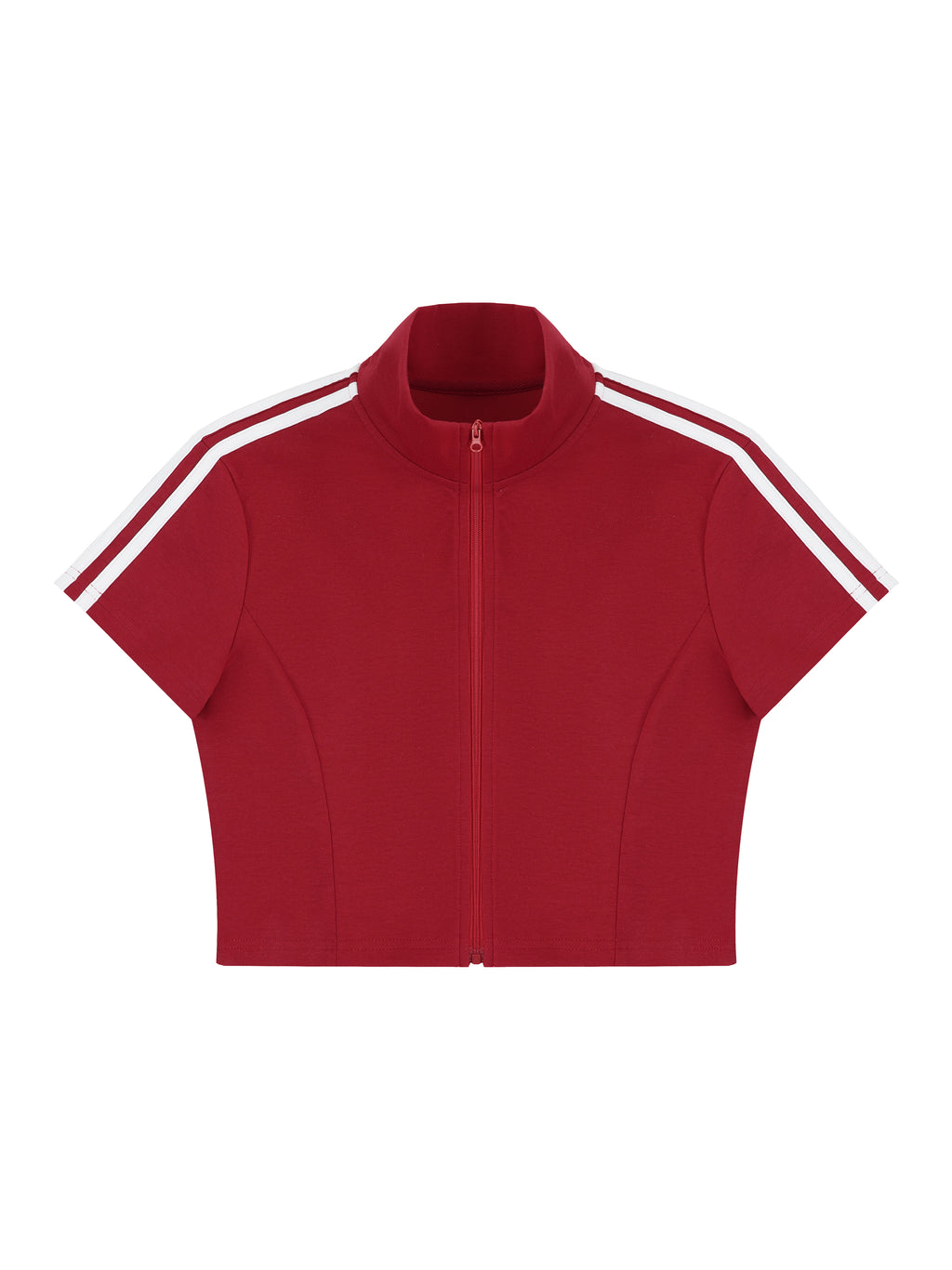 Women's Cropped Full Zip Short Sleeve T-Shirt