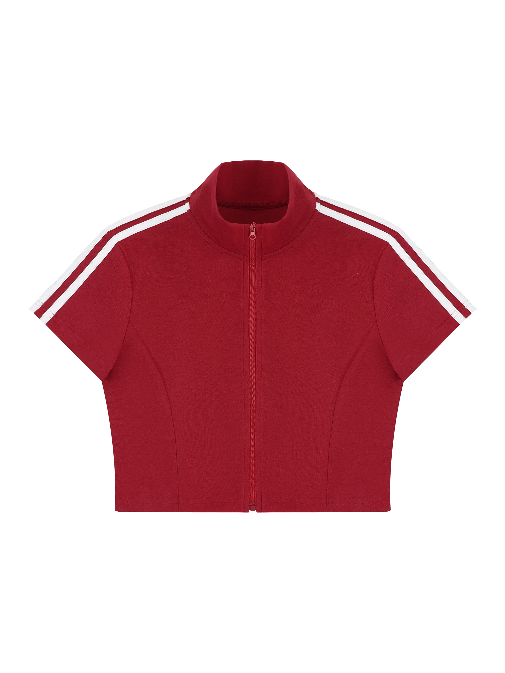 Women's Cropped Full Zip Short Sleeve T-Shirt