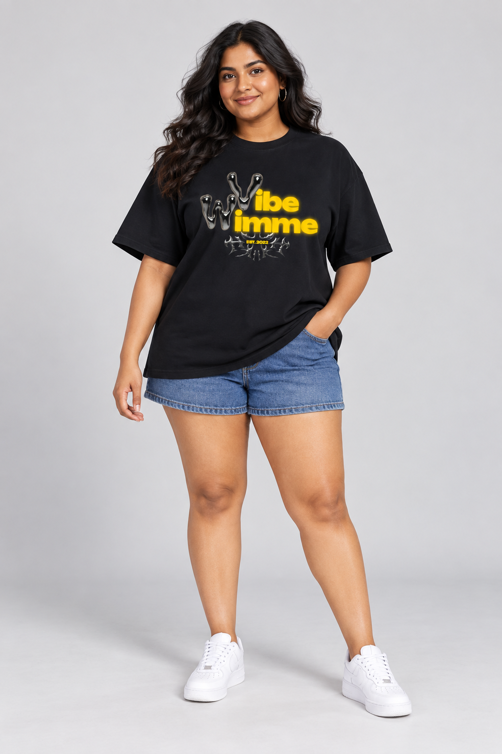 Model wearing Unisex Oversized Cotton T-Shirt