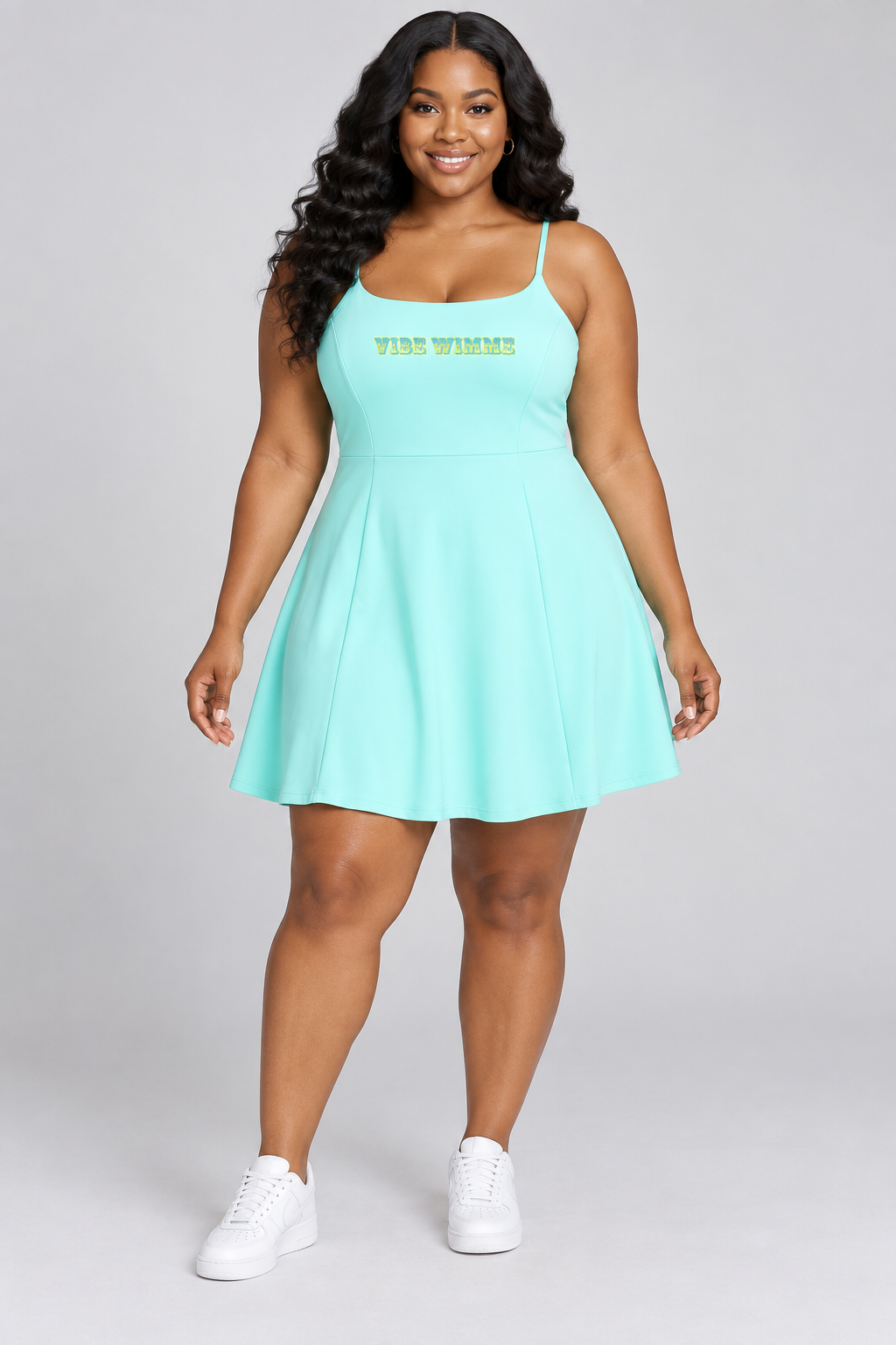 Model wearing Women’s Paneled A-Line Dress