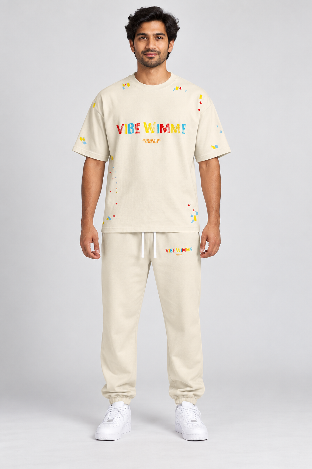 Model wearing Paint Splatter T-Shirt