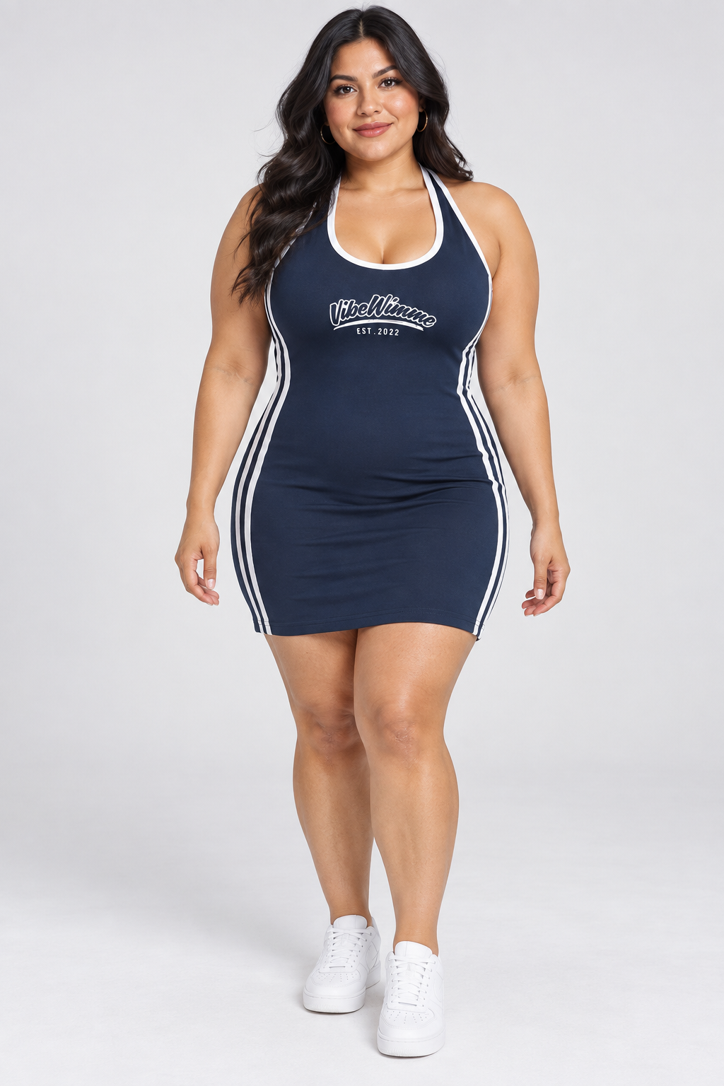 Model wearing Women's Binding Tight Halter Dress